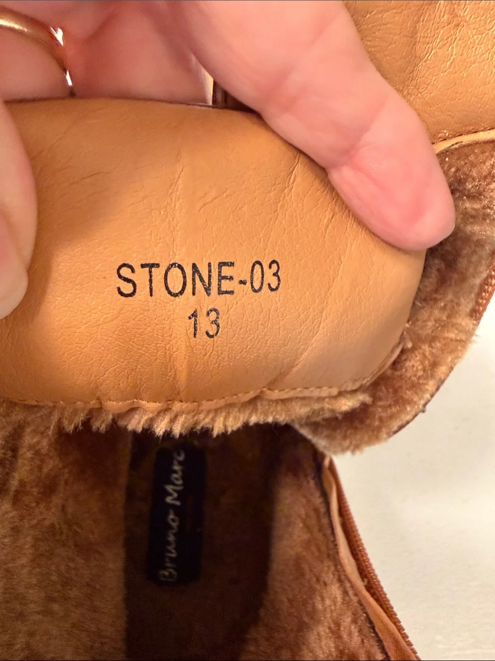 Men's Tan Lace-Up Faux Leather Boots with Fur Lining